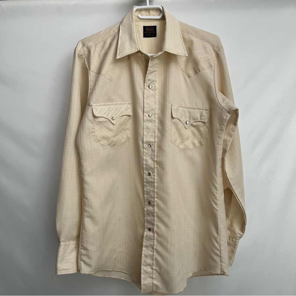Sears Mens store 1960s - vintage classic Western Pearl snaps size L - Long tails
